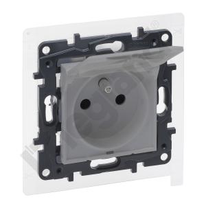 GNIAZDO POJEDYNCZE Z UZIEMIENIEM 2P+Z Z PRZESŁONAMI ZACISKI AUTOMATYCZNE 16A 230V IP44 ALUMINIUM NILOE STEP - LEGRAND - 863336