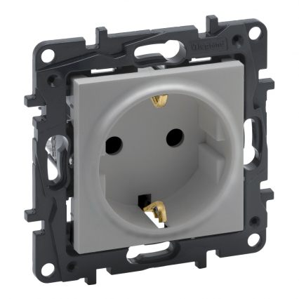 GNIAZDO POJEDYNCZE Z UZIEMIENIEM 2P+Z SCHUKO ZACISKI ŚRUBOWE 16A 230V ALUMINIUM NILOE STEP - LEGRAND - 863321