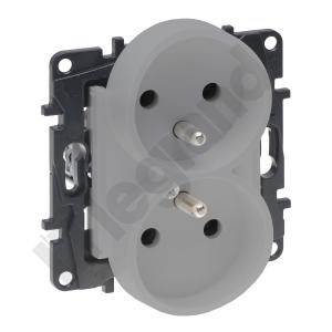 GNIAZDO PODWÓJNE Z UZIEMIENIEM 2X2P+Z ZACISKI ŚRUBOWE 16A 230V ALUMINIUM NILOE STEP - LEGRAND - 863332