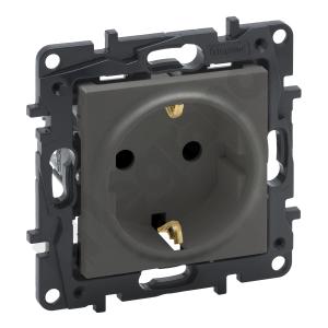 GNIAZDO POJEDYNCZE Z UZIEMIENIEM 2P+Z SCHUKO Z PRZESŁONĄ ZACISKI AUTOMATYCZNE 16A 230V STALOWY NILOE STEP - LEGRAND - 863420
