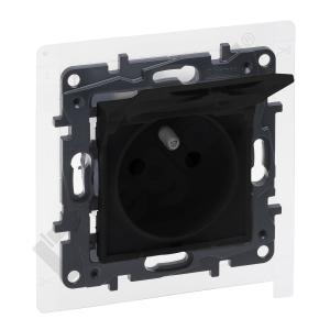 GNIAZDO POJEDYNCZE Z UZIEMIENIEM 2P+Z Z PRZESŁONĄ ZACISKI AUTOMATYCZNE 16A 230V IP44 CZARNY NILOE STEP - LEGRAND - 863536