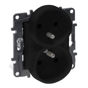 GNIAZDO PODWÓJNE Z UZIEMIENIEM 2X2P+Z ZACISKI ŚRUBOWE 16A 230V CZARNY NILOE STEP - LEGRAND - 863532