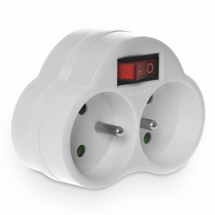 Rozgałeznik podwójny z wyłacznikiem, 2x2P+Z, 16A, 230V - PLASTROL - R-270WS