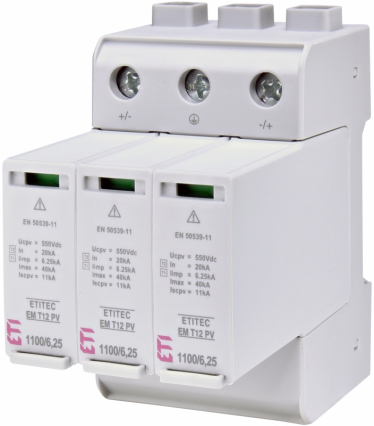 OGRANICZNIK PRZEPIĘĆ DC T1, T2 (B, C) - DO SYSTEMÓW PV ETITEC EM T12 PV 1100/6,25 Y - ETI - 002440580