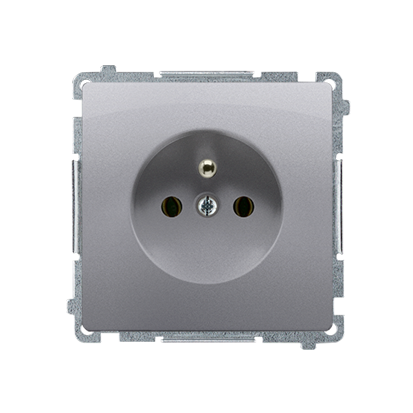GNIAZDO POJEDYNCZE Z UZIEMIENIEM 2P+Z ZACISKI ŚRUBOWE 16A 250V IP20 INOX BASIC - KONTAKT SIMON - BMGZ1.01/21