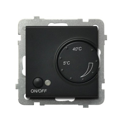 REGULATOR TEMPERATURY Z CZUJNIKIEM NAPOWIETRZNYM, CZARNY METALIK, SONATA - OSPEL - RTP-1RN/m/33
