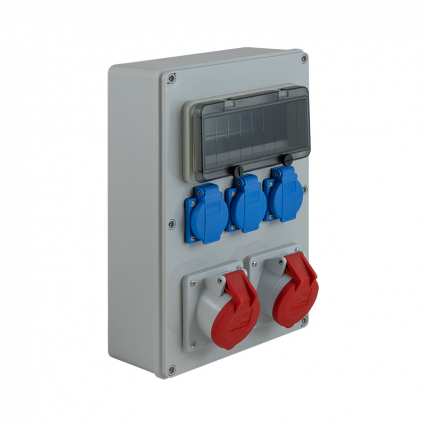 ROZDZIELNIA BUDOWLANA GNIAZDA 2x16A/5P+ 3xGS IP44 RB-1616 - ELEKTROPLAST OPATÓWEK - 65.1616