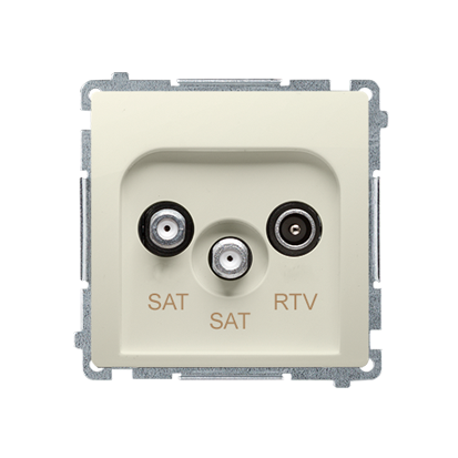 Gniazdo antenowe satelitarne podwójne końcowe SAT-SAT-RTV, (moduł). 2xwejście: SAT: 5–2400 MHz, RTV: 5–862 MHz; beż - KONTAKT SIMON - BMZAR+SAT3.1-P2.01/12