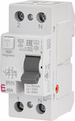 WYŁĄCZNIK RÓŻNICOWOPRĄDOWY EFI-P2 A 40/0.03 - ETI - 002061112