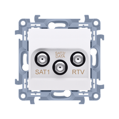 GNIAZDO ANTENOWE SATELITARNE PODWÓJNE SAT-SAT-RTV 1X WEJŚCIE 5 MHZ-2,4 GHZ BIAŁY SIMON 10 - KONTAKT SIMON - CASK2F.01/11