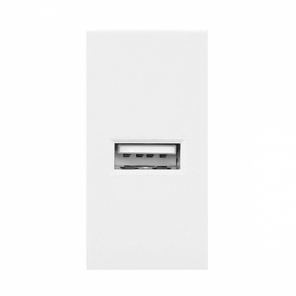 NOEN USB, port modułowy 22,5x45mm z ładowarką USB, 2,1A 5V DC, biały - ORNO - OR-GM-9010/W/USB