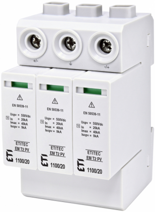 OGRANICZNIK PRZEPIĘĆ DC T2 (C) - DO SYSTEMÓW PV ETITEC EM T2 PV 1100/20 Y - ETI - 002440623