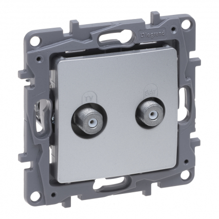 NILOE SELECTION - GNIAZDO TV - "F-F" KOŃCOWE DO INSTALACJI TYPU GWIAZDA 1 DB ALUMINIUM - LEGRAND - 762149