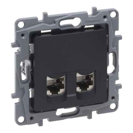 GNIAZDO KOMPUTEROWE PODWÓJNE 2XRJ45 KAT. 6 STP ANTRACYT NILOE SELECTION - LEGRAND - 762276