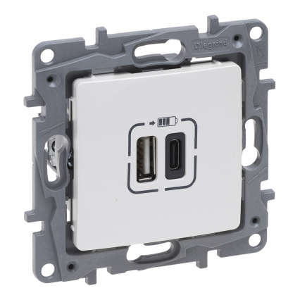 GNIAZDO PODWÓJNE USB TYP A+C 3A PERŁOWY NILOE SELECTION - LEGRAND - 762497