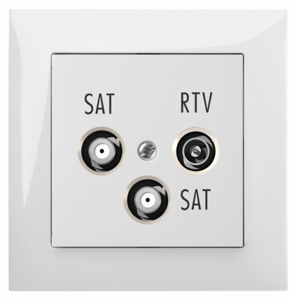 GNIAZDO ANTENOWE RTV-SAT Z DWOMA WYJŚCIAMI SAT KOŃCOWE MODUŁ BIAŁE SENTIA - ELEKTRO-PLAST NASIELSK - 1460-10