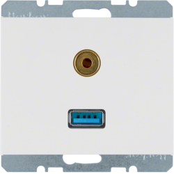 GNIAZDO USB / 3.5 MM AUDIO BIAŁY POŁYSK K.1 - HAGER - 3315397009