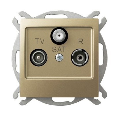 GNIAZDO RTV-SAT BEZ RAMKI ZŁOTO IMPRESJA - OSPEL - GPA-YS/m/28