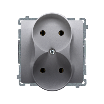 Gniazdo wtyczkowe podwójne bez uziemienia (moduł), ?16A, 250V~, zaciski śrubowe; stal inox - KONTAKT SIMON - BMG2M.01/21