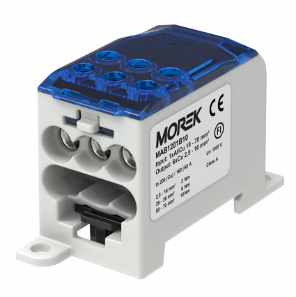 OJL200A niebieski blok dystrybucyjny - rozdzielczy we. 1xAl/Cu70 wyj. 6xCu 16mm2 1000VAC/DC - MOREK - MAB1201B10