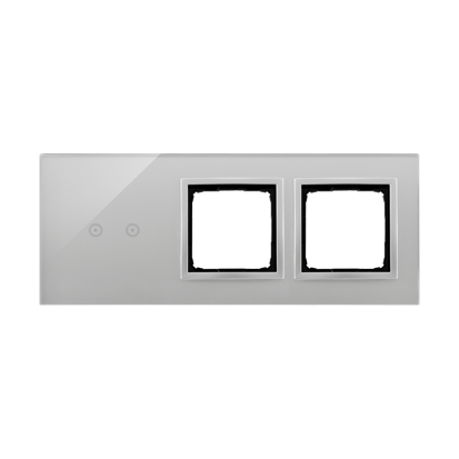 Panel dotykowy S54 Touch, 3 moduły, 2 pola dotykowe poziome + 2 otwory na osprzęty S54, srebrna mgła - KONTAKT SIMON - DSTR3200/71