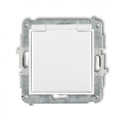 Mechanizm gniazda bryzgoszczelnego 2P+Z SCHUKO(klapka biała)(przesłony torów) - KARLIK - MGPB-1sp