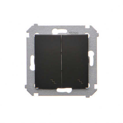 Łącznik schodowy podwójny z podświetleniem (moduł) 10AX, 250V~, zaciski śrubowe; czarny - KONTAKT SIMON - DW6/2L.01/49