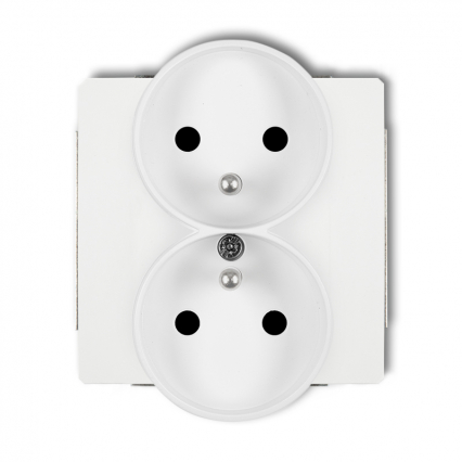 Mechanizm gniazda podwojnego do ramki DECO Soft, z uziemieniem  2x(2P+Z) (przesłony torów prądowych) - KARLIK - DGPRSO-2zp