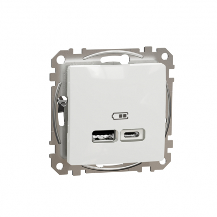 ŁADOWARKA USB TYP A + TYP C 2.4A/2.1A ZACISKI ŚRUBOWE BIAŁY SEDNA DESIGN - SCHNEIDER ELECTRIC - SDD111402