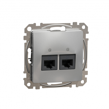 Gniazdo komputerowe 2xRJ45 kat.6 UTP, srebrne aluminium Sedna Design - SCHNEIDER ELECTRIC - SDD113462