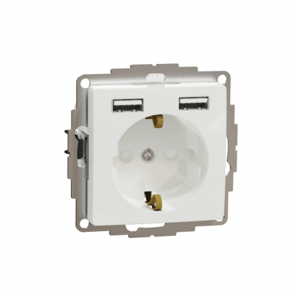 Sedna Design, Gniazdo schuko z USB A+A 2,4A, białe - SCHNEIDER ELECTRIC - SDD111052