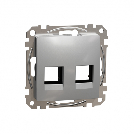Sedna Design, Płytka centralna 2xRJ45 do wkładów 5e-6 UTP KELINE, AMP, MOLEX, srebrne aluminium - SCHNEIDER ELECTRIC - SDD113444C
