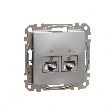 Sedna Design, Gniazdo komputerowe 2xRJ45 kat.6 STP, srebrne aluminium - SCHNEIDER ELECTRIC - SDD113462S