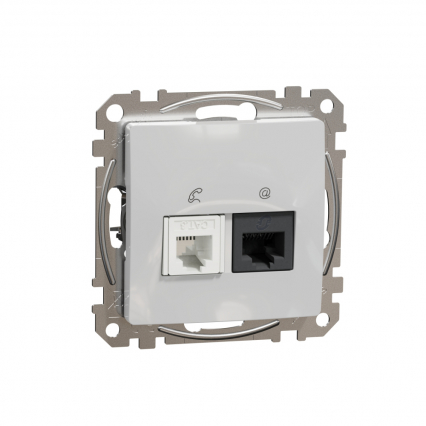 Sedna Design, Gniazdo komputerowo-telefoniczne (RJ45 kat.6 UTP + RJ11), srebrne aluminium - SCHNEIDER ELECTRIC - SDD113468