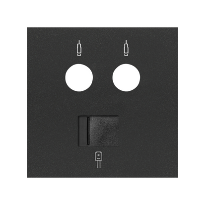 Pokrywa gniazda antenowego R/TV-SAT + komputerowe RJ45 kat.6 ; czarny mat - KONTAKT SIMON - 10000072-238