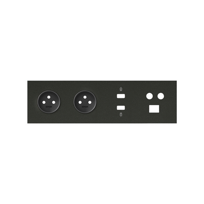Panel 4-krotny: 2 gniazda + HDMI + USB + TV/SAT+ RJ45; czarny mat - KONTAKT SIMON - 10020406-238