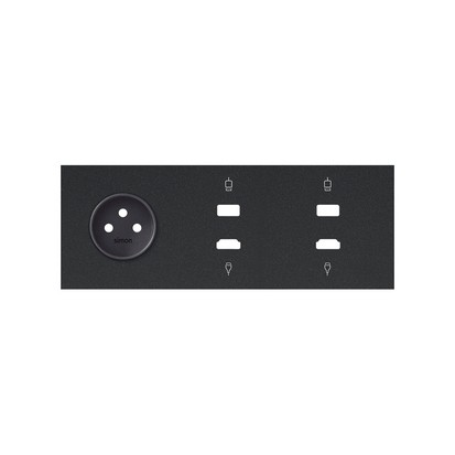 Panel 3-krotny: 1 gniazdo + 1 HDMI + 1 USB + 1 HDMI + 1 USB; czarny mat - KONTAKT SIMON - 10020318-238