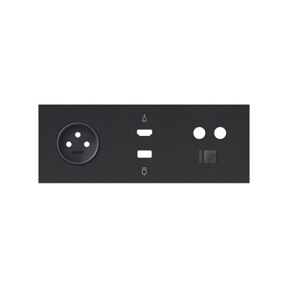 Panel 3-krotny: 1 gniazdo + 1 HDMI + 1 USB + 1 TV + 1 RJ45; czarny mat - KONTAKT SIMON - 10020317-238