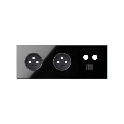 Panel 3-krotny: 2 gniazda + 1 TV + 1 RJ45; czarny - KONTAKT SIMON - 10020316-138