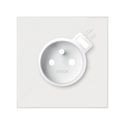 Panel 1-krotny: gniazdo z ładowarką USB; biały - KONTAKT SIMON - 10020121-130