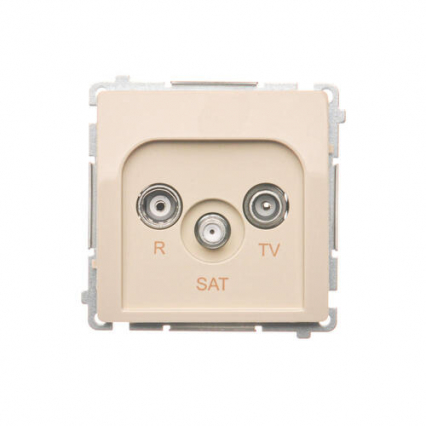 Gniazdo antenowe R-TV-SAT przelotowe (moduł), 1x wejście: 5 MHz–2,4 GHz; beż - KONTAKT SIMON - BMZAR-SAT10/P.01/12