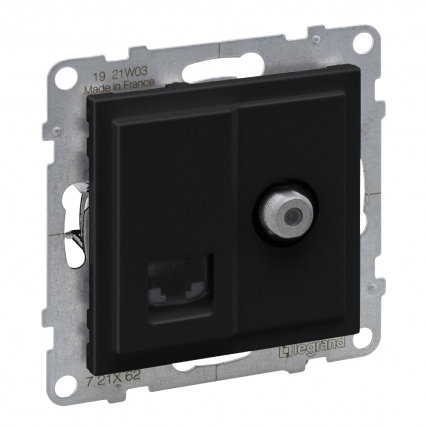 GNIAZDO TV TYP "F" 1.5 DB + RJ45 KAT 6 UTP CZARNY  SUNO - LEGRAND - 721462