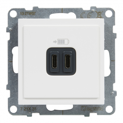 GNIAZDO ŁADOWARKA PODWÓJNA USB TYP C+C 3 A 5V BIAŁY SUNO - LEGRAND - 721131