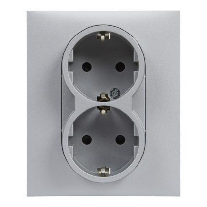 GNIAZDO SCHUKO 2X2P+Z Z PRZESŁONĄ - ZACISKI AUTOMATYCZNE (MONOBLOK) ALUMINIUM SUNO - LEGRAND - 721326