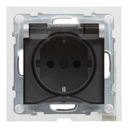 GNIAZDO SCHUKO 2P+Z- 16 A - 250 V~ - Z PRZESŁONĄ IP44 - ZACISKI AUTOMATYCZNE  ALUMINIUM SUNO - LEGRAND - 721323