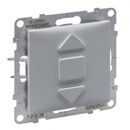 PRZYCISKOWY ŁĄCZNIK ROLET - 6 A - 250 V~ - 3 POZYCYJNY: GÓRA, DÓŁ, STOP - BEZPOŚREDNIE STEROWANIE ROLETAMI ALUMINIUM SUNO - LEGRAND - 721338