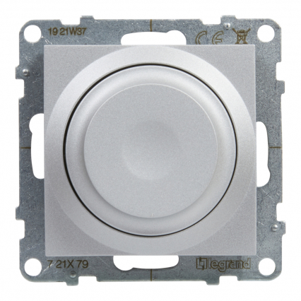 ŚCIEMNIACZ OBROTOWY - 240 V~ - 50 HZ - 5 - 75 W ( 10 LAMP MAKS.) DLA LAMP LED Z OPCJĄ ŚCIEMNIANIA - BEZ ZACISKU NEUTRALNEGO ALUMINIUM SUNO - LEGRAND - 721379