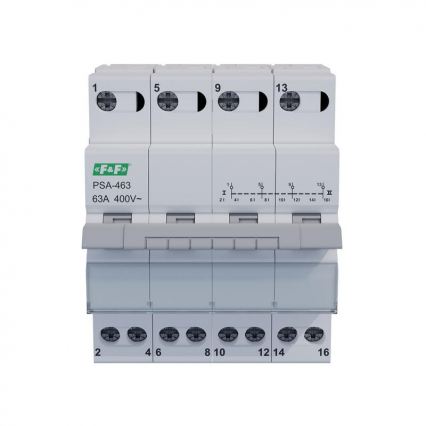 4-biegunowy, przełącznik instalacyjny sieć-agregat 63A - F&F - PSA-463