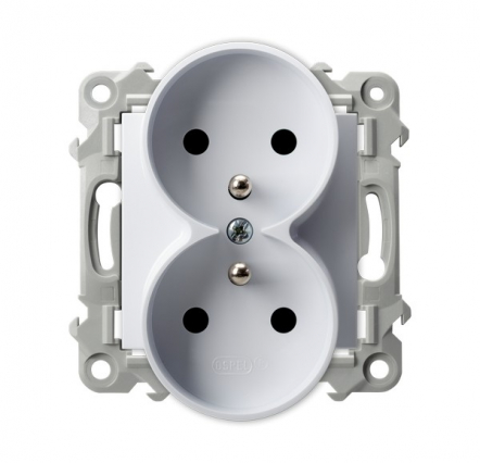 GNIAZDO PODWÓJNE Z UZIEMIENIEM 2X2P+Z MODUŁ 16A 250V  BIAŁY SZAFIR - OSPEL - GP-2ZRZ/m/00