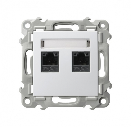 GNIAZDO KOMPUTEROWE PODWÓJNE RJ45 KAT.5E BIAŁY SZAFIR - OSPEL - GPK-2Z/K/m/00